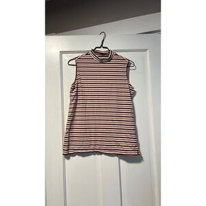 90s style Lands End woman's XS striped mock neck tank